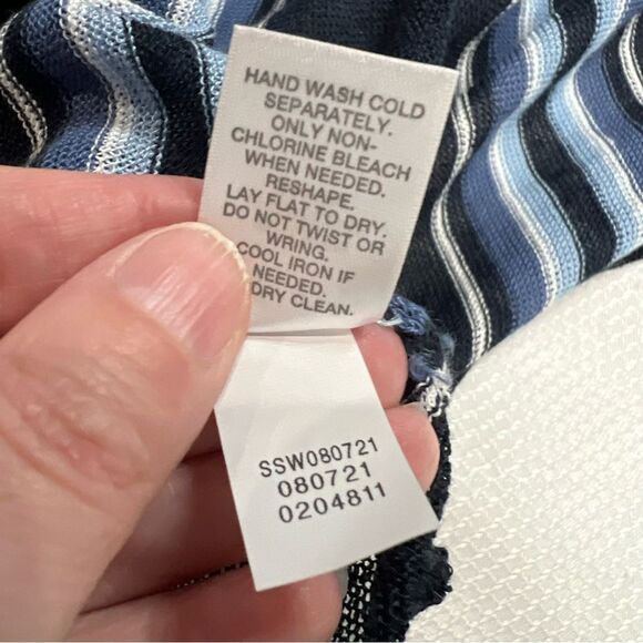 J. Jill Blue Striped Knit Linen Blend String Tie Tunic Cardigan XS - Picture 7 of 9